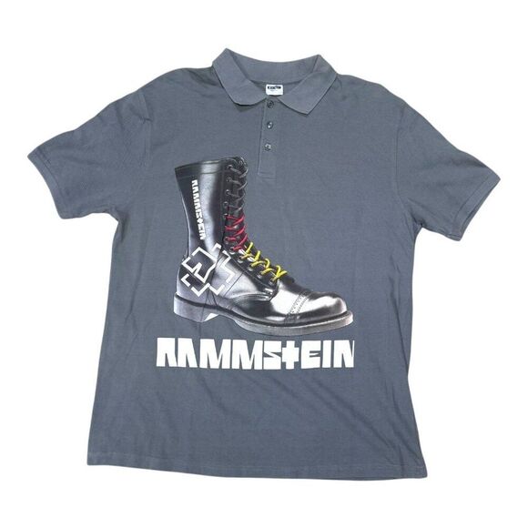 Rammstein Graphic Polo Shirt Kariban Tonic XXXL Cotton Mens Dark Gray 3X Tour - Picture 1 of 5